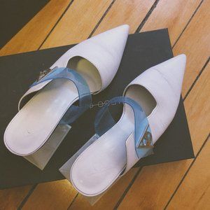 MODERN ALCHEMIST mules (white&blue)